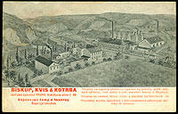 Vápencové lomy a továrny Biskup, Kvis a Kotrba v Dalejském údolí, pohlednice, 1908 (Muzeum hl.města Prahy)