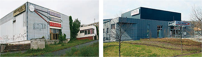 Kulturní dům Mlejn před rekonstrukcí a po rekonstrukci v roce 2010
